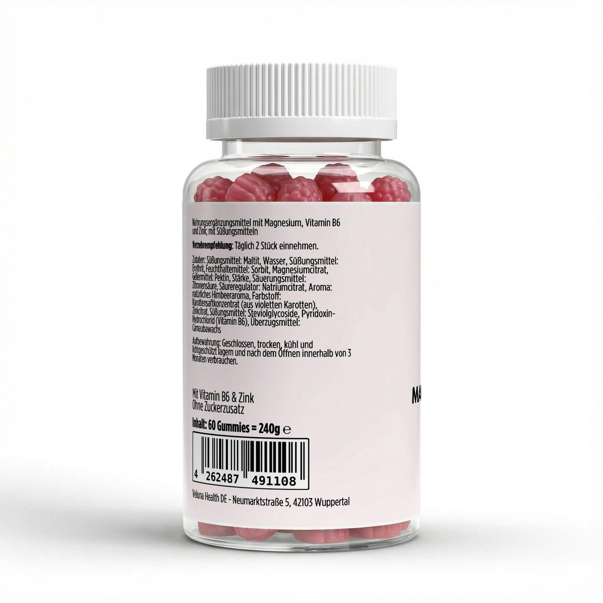 VELUNA CALM Magnesium Gummies, Dose von der Seite